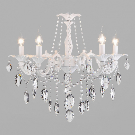 Подвесная люстра Eurosvet Veletta 10108/5 белый/прозрачный хрусталь Strotskis 