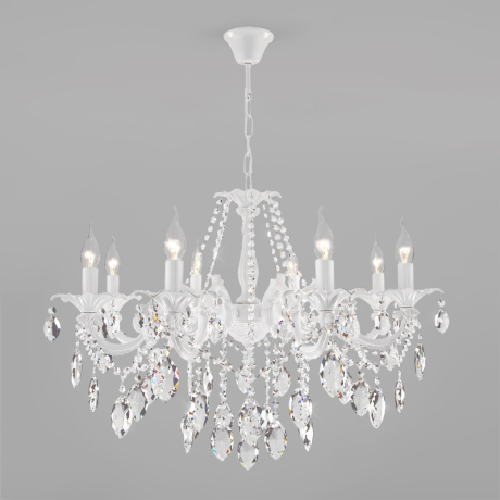 Подвесная люстра Eurosvet Veletta 10108/8 белый/прозрачный хрусталь Strotskis a045452 