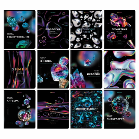 Нарушена упаковка!  <442846> Тетради предметные, КОМПЛЕКТ 12 ПРЕДМЕТОВ, "MAGICAL", 48 л., глянцевый УФ-лак, BRAUBERG, 404610 (404610)