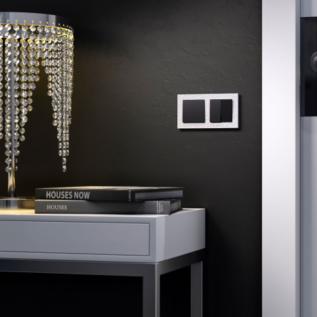 Выключатель проходной двухклавишный без рамки Werkel черный матовый W1122008