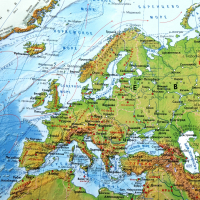 Карта мира физическая 120х78 см, 1:25М, с ламинацией, интерактивная, европодвес, BRAUBERG, 112379 (112379)
