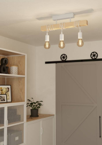 44082 Потолочный светильник TOWNSHEND, 3х60W(E27), L550, B105, H265, сталь, белый/дерево, коричневы Eglo