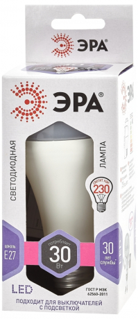 Лампа светодиодная ЭРА E27 30W 6000K матовая LED A65-30W-860-E27 Б0048017 