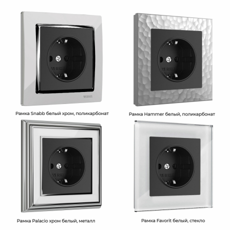 Розетка с заземлением, без рамки Werkel черный матовый W1171308