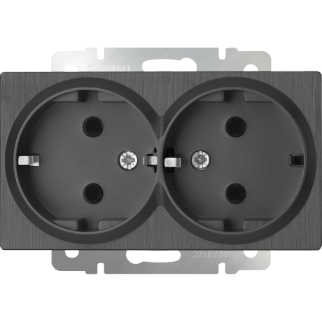 Розетка двойная с заземлением, без рамки Werkel графит рифленый W1172004