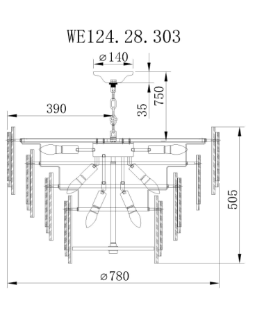 Подвесная люстра с лампочками Wertmark WE124.28.303+Lamps 