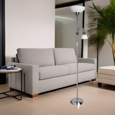 Торшер с пластиковыми плафонами и подсветкой для чтения серебристого цвета от Getogazov Family 19507-756595 