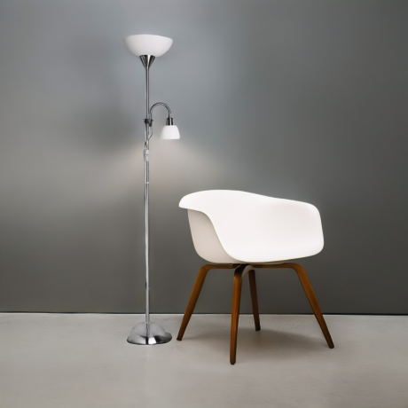 Торшер с пластиковыми плафонами и подсветкой для чтения серебристого цвета от Getogazov Family 19507-756595 