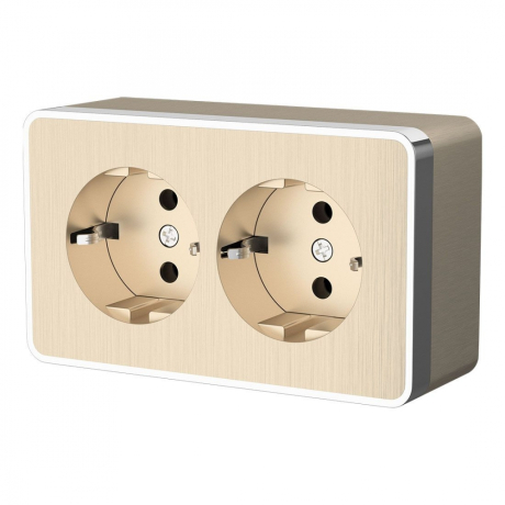 Розетка двойная с заземлением Werkel Gallant (шампань рифленый) W5072110