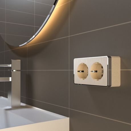 Розетка двойная с заземлением Werkel Gallant (шампань рифленый) W5072110