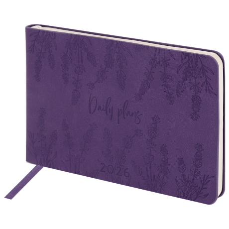 Нарушена упаковка!  <795219> Еженедельник датированный 2026 МАЛЫЙ ФОРМАТ 105х160 мм, А6, BRAUBERG "Imprint", тиснение, фиолетовый, 117210