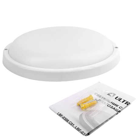 Ultraflash LBF-0308 C01 (Св-к LED влагозащищённый, 8 Вт, IP65, 220В, 4000К, круг) (15337) 