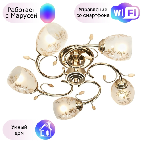 Потолочная люстра Velante с поддержкой Маруся 762-307-05-М 