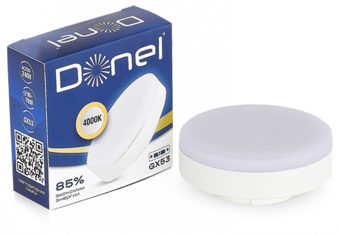 Лампа светодиодная Donel DN03 GX53 9Вт 4000K DN03007N9GX53Dim 