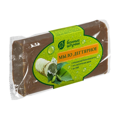 Нарушена упаковка!  <620252> Мыло кусковое Дегтярное, 100 г, для бани и сауны, "Банные штучки" 33675