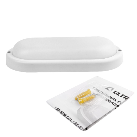 Ultraflash LBF-0408 C01 (Св-к LED влагозащищённый, 8 Вт, IP65, 220В, 4000К, овал) (15345) 