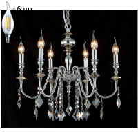 Подвесная люстра с лампочками CRYSTAL LUX MERCEDES SP6 CHROME/SMOKE+Lamps