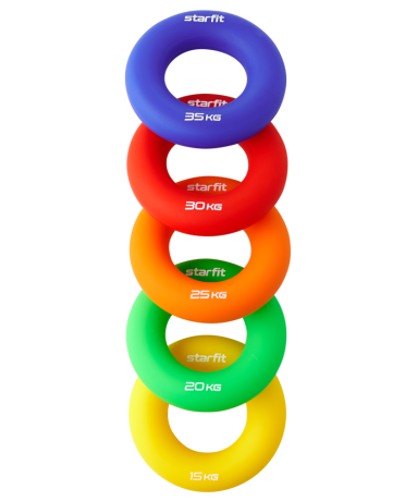 Нарушена упаковка!  <382151> Эспандер кистевой ES-404 "Кольцо", диаметр 8,8 см, 15 кг, силикогель, желтый 4680459120748