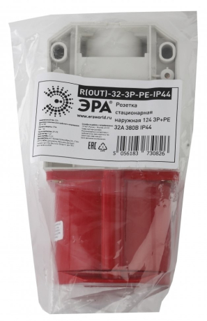 Розетка стационарная наружная 124 3Р+РЕ 32А 380В IP44 Эра Б0032878