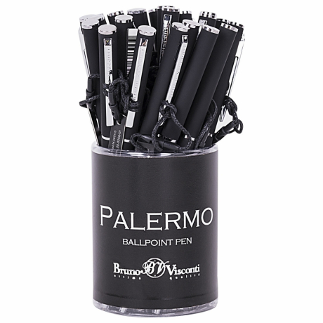 Нарушена упаковка! <620594> Ручка шариковая BRUNO VISCONTI "Palermo", черный металлический корпус, 0,7 мм, синяя, 20-0250/01 (144162)