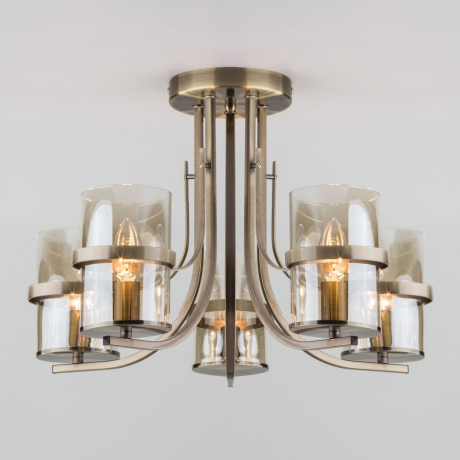 Нарушена упаковка!  <176995> 60085/5 античная бронза античная бронза Потолочная люстра со стеклянными плафонами Eurosvet Coppa