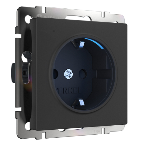Розетка с заземлением с подсветкой, без рамки Werkel черный W1171408