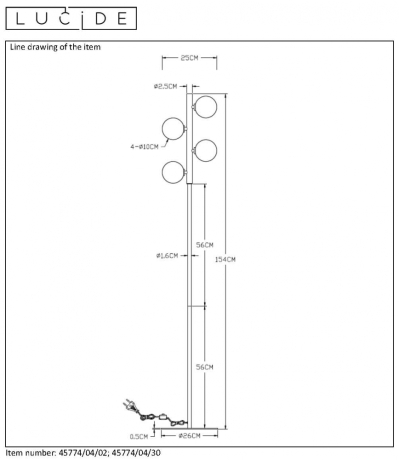 Торшер Lucide Tycho 45774/04/02 