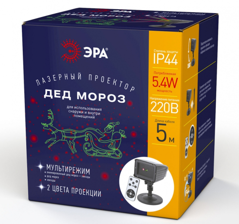 Проектор ЭРА дед мороз 220V IP44 5,4W разноцветный ENIOP-02 Б0041643