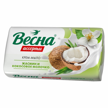 Нарушена упаковка! <621131> Мыло-крем 90 г ВЕСНА АССОРТИ "Жасмин и кокосовое молочко", нежная пена, 6205 (608739)