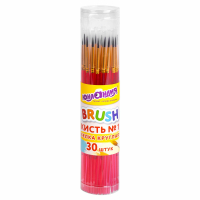 Набор из 30 шт, Кисть БЕЛКА, круглая, № 1, цветная ручка, ЮНЛАНДИЯ, 201052