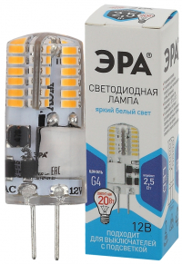 Лампочка светодиодная ЭРА STD LED-JC-2,5W-12V-SLC-840-G4 G4 2,5Вт силикон капсула нейтральный белый свет Б0049090