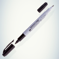 Нарушена упаковка!  <670055> 095143 Crown Маркер перманентный двухсторониий MULTI MARKER TWIN, ЧЕРНЫЙ пулевидный 2мм/1мм (P-800W) (12/1152/27648) (Б0048242)