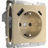 Розетка с заземлением и со шторками и USB, без рамки Werkel шампань рифленый W1171710