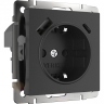 Розетка с заземлением и со шторками и USB, без рамки Werkel черный W1171708