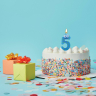 Нарушена упаковка!  <302462> Свеча-цифра для торта "5" "С глазками", 6 см, ЗОЛОТАЯ СКАЗКА, с держателем, в блистере, 591408 (591408)