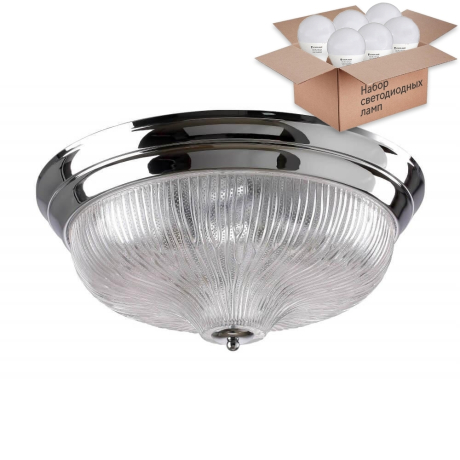 Потолочный светильник Crystal Lux с лампочками Lluvia PL5 Chrome D460+Lamps E14 P45 