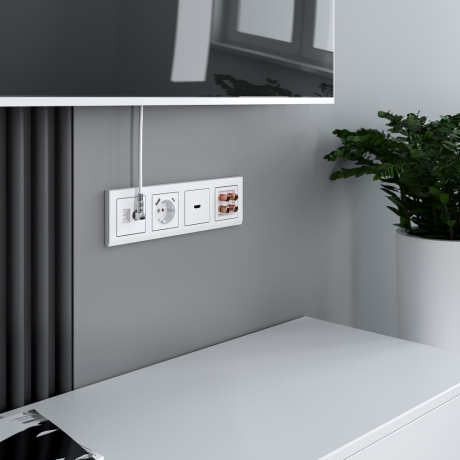 Розетка с заземлением и со шторками и USB, без рамки Werkel белый W1171701