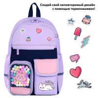 Рюкзак BRAUBERG PASTEL с термонашивками в комплекте, "Lazy cat", сиреневый, 40х29х14 см, 271422 (271422)