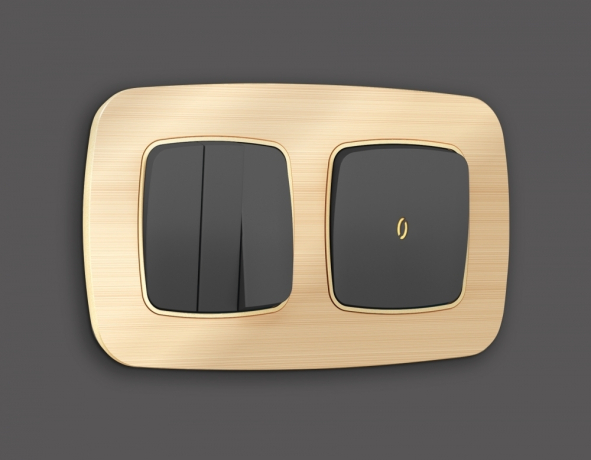 Лицевая панель OMEGA (Графит Мягкое касание) для 3-клавишных выключателей QUANT OP9050 