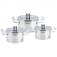 Набор кастрюль 6 предметов (16*9cm, 18*10cm, 20*11cm) из нержавеющей стали Kamille 5861