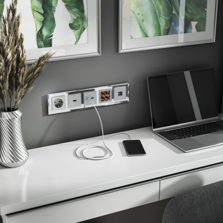 Розетка Ethernet RJ-45 (серебряный) Werkel W1181006