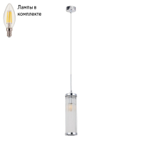 Светильник подвесной с лампочкой CRYSTAL LUX Tadeo SP1 D100 Chrome/Transparente+Lamps