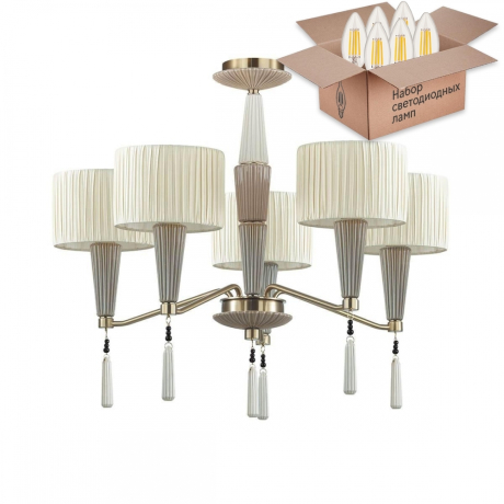 Потолочная люстра Odeon Latte с лампочками 5403/5+Lamps E14 Свеча 