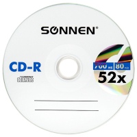 Диски CD-R SONNEN 700 Mb 52x Cake Box (упаковка на шпиле), КОМПЛЕКТ 50 шт., 512570 (512570)