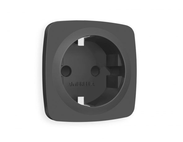 Лицевая панель OMEGA (Графит Мягкое касание) для электрической розетки с заземлением со шторками QUANT OP9070 