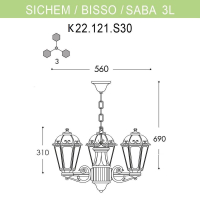 K22.120.S30.BXF1R Уличный подвесной светильник Fumagalli Sichem/Saba 3L