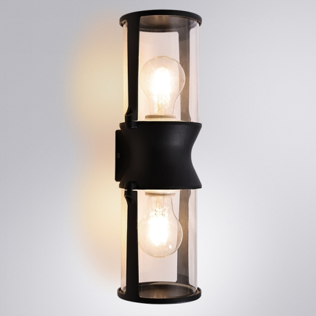 Уличный настенный светильник с лампочками Arte lamp A8306AL-2BK+Lamps