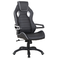 Кресло компьютерное BRABIX "Techno Pro GM-003", экокожа, черное/серое, вставки серые, 531814 (531814)