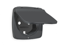 Лицевая панель OMEGA (Графит Мягкое касание) для электрической розетки с заземлением со шторками и крышкой IP44 QUANT OP9080