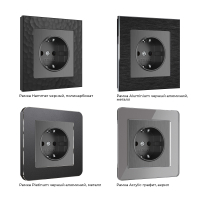 Розетка с заземлением и шторками (графит рифленый) Werkel W1171104